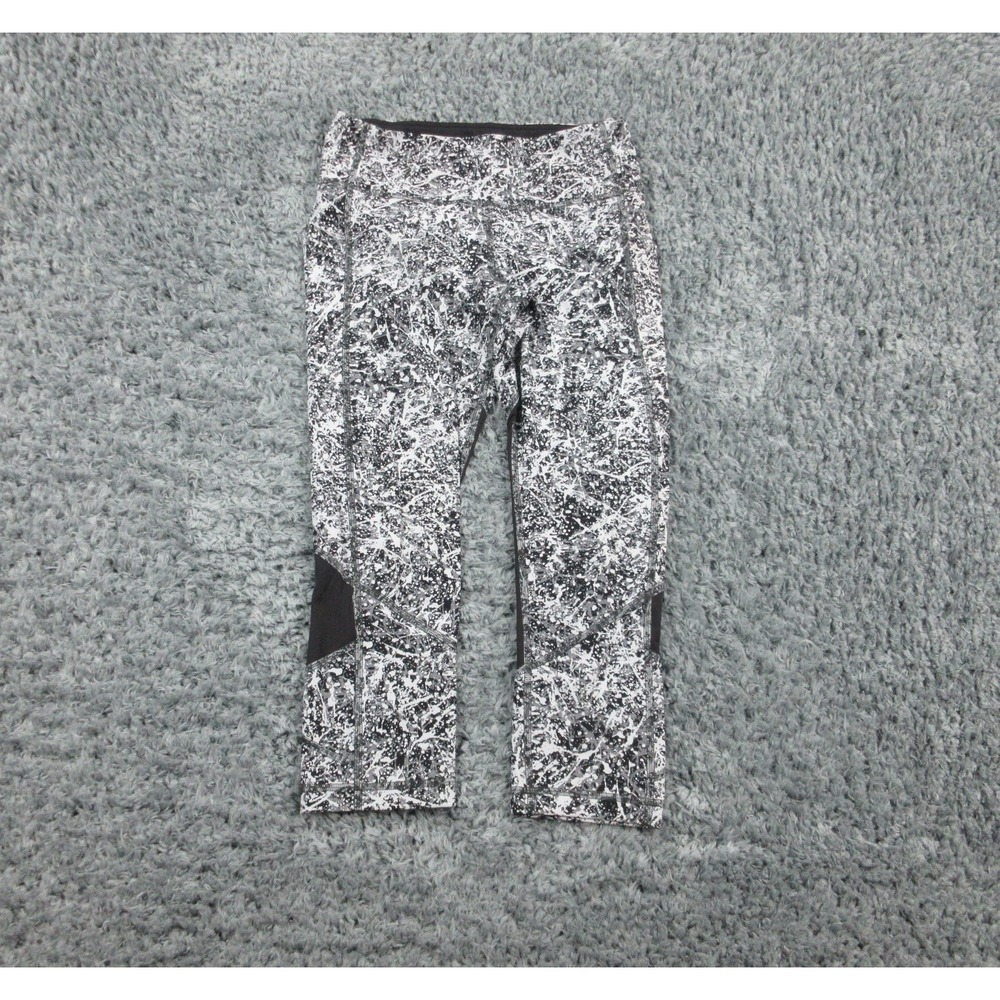 Lululemon Pants Womens 6 Groove Yoga Crop Mesh Detail Splatter Activewear